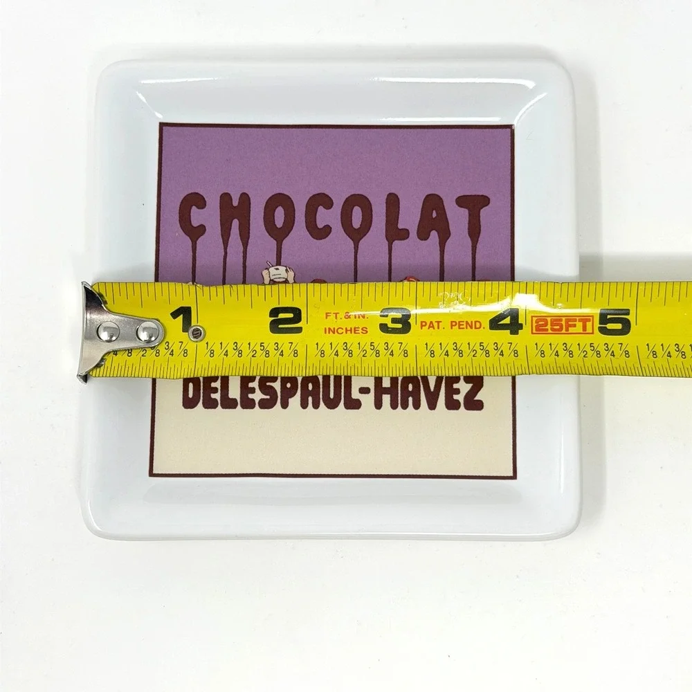 Pottery Barn Chocolate Delespaul Havez Coaster Set 4 Ceramic Cork Back